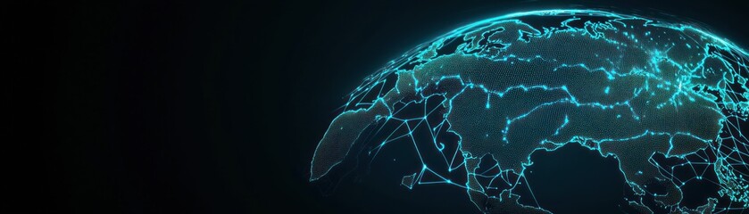 Poster - A glowing digital representation of the Earth displayed in space