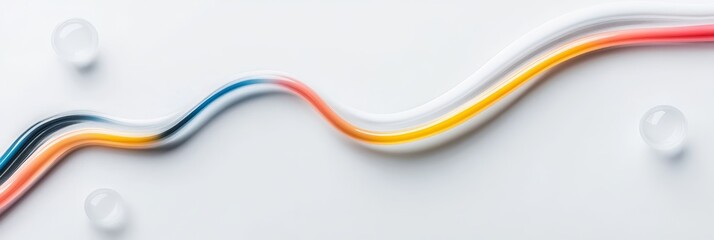 Poster - Colorful Gel Stream on White - Abstract of vibrant gel streams flowing smoothly, symbolizing growth, fluidity, creativity, connection, and innovation