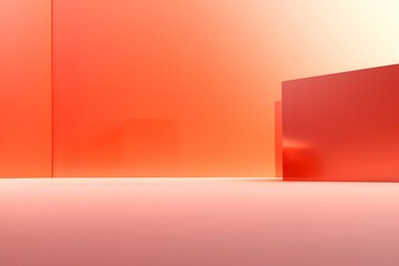 Poster - 赤い壁と床を持つミニマリスト幾何学的抽象的背景 グラデーション照明と静けさの演出 現代的なデザインスタイル