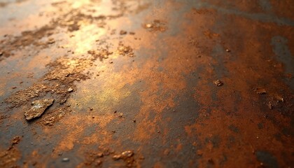 Poster - Close-up view of rusty metal texture. Grunge bronze plate with gold effect. Weathered surface, antique iron background. Rough, worn surface with natural patina.