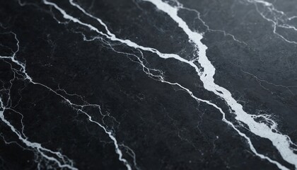 Aufkleber - Close-up dark marble surface, elegant white veins. Natural stone texture for interior design, luxury. Background for home decor, countertop, flooring, stylish posh.