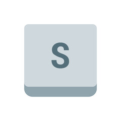 Poster - A square button with rounded corners displaying the letter s in a muted gray color on a light gray background