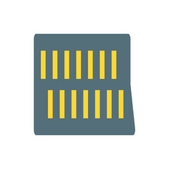 Poster - Illustration of a gray rectangular object with rounded corners and twelve yellow rectangular openings on a white background