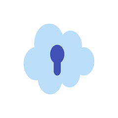 Poster - Illustration of a light blue cloud shape with a dark blue keyhole symbol in the center of the cloud shape