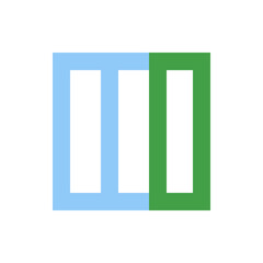 Poster - Abstract design featuring vertical rectangles in light blue and green against a white background space