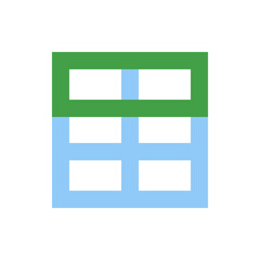 Poster - Illustration of a square grid with a green top section and light blue grid lines on a white background