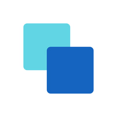 Poster - Two overlapping rounded squares one in light blue and the other in dark blue on a white background view