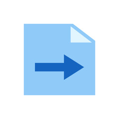 Poster - Light blue document with a folded corner and a dark blue arrow pointing to the right direction shown clearly