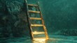 © SlashStd - Mystical cave ladder, glowing water, escape, adventure, concept art