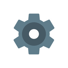 Poster - A simple illustration of a gray gear with six teeth and a white hole in the center on a white background