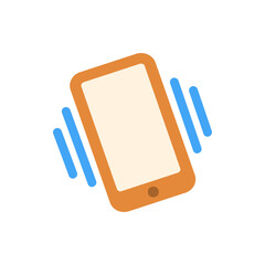 Poster - Illustration of a vibrating orange smartphone with rounded edges and blue vibration lines on a white background