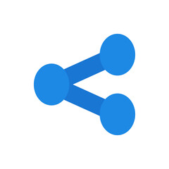 Poster - A simple blue share icon with three circles connected by angled lines on a white background display
