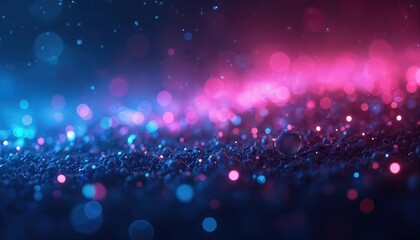 Aufkleber - Abstract neon light with bokeh effect. Blue and pink colors. Glittering lens flares, defocused background. Soft, vibrant glowing texture for party, night club, concert, tech, futuristic projects.