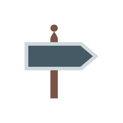 Poster - Illustration of a simple directional signpost with a brown pole and a gray arrow shaped sign board pointing right