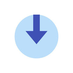Poster - Blue arrow pointing down centered within a light blue circle on a white background design element vector