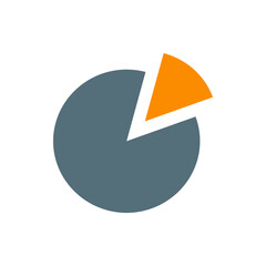 Poster - A pie chart with one slice highlighted in orange against a gray background showing data representation