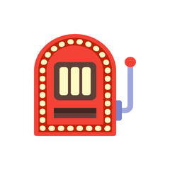 Poster - Illustration of a red slot machine with a blue lever and yellow lights around the edges of the machine