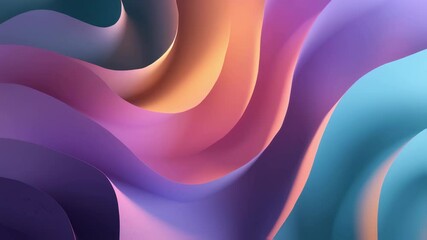 Poster - Abstract curved shapes background in pink, blue and violet colors. Modern flowing lines, template for presentation backdrop, poster design or creative wallpaper