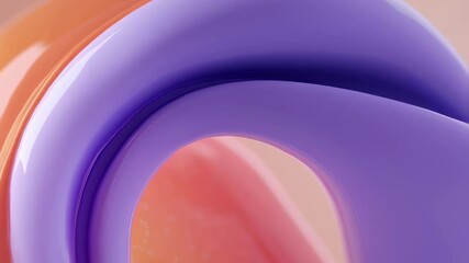 Poster - Abstract orange and purple wavy shape motion. Modern flowing colorful glossy form background. Liquid plastic loop animation for trendy presentation template.