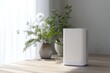© Zahra - Modern air purifier in a minimalist home setting.