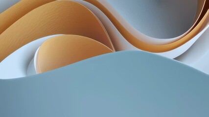 Poster - Abstract orange and white wavy paper. Conceptual curved layers background for corporate presentations. Modern backdrop wallpaper design and elegant presentation.