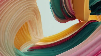 Poster - Colorful wave of paint flowing. Dynamic swirl of yellow, pink and blue shades. Abstract color burst for modern background or graphic design.