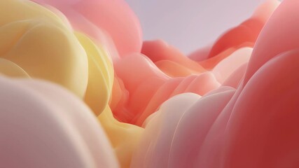 Poster - Abstract smooth rounded shapes background in yellow and pink colors. Modern minimal backdrop. Use for presentation template, banner design and wallpaper concept.