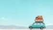 © asayenka - Vintage car with luggage against blue sky - exploring nostalgic travel and adventure themes