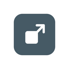 Poster - White square with an arrow pointing upwards and to the right on a rounded square background in gray