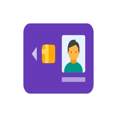 Poster - Illustration of a purple card with an arrow, square, and person's photo identification card image