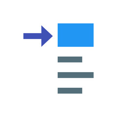 Poster - An illustration of a blue arrow pointing to a blue rectangle with gray lines underneath it on white background