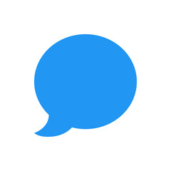 Poster - A simple blue speech bubble graphic with a rounded shape and a small tail on a white background design