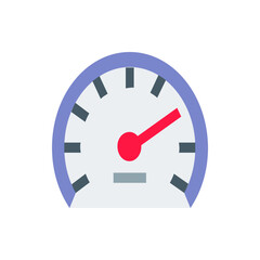 Poster - Illustration of a speedometer with a red needle pointing to the right on a white background design style