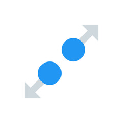 Poster - Two blue circles aligned diagonally with a gray arrow pointing from the bottom left to the upper right