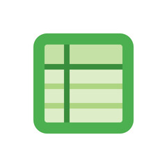 Poster - Green square grid with rounded corners featuring a spreadsheet like layout with light green cells and borders