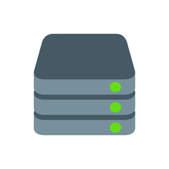 Poster - Illustration of a stacked server with three layers and green indicators on a white background design icon