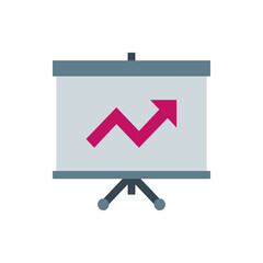 Poster - Presentation board displaying a pink arrow trending upwards indicating positive growth and development shown flat