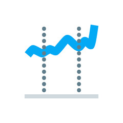 Poster - A blue line graph with an upward trend and two vertical dotted lines with circular markers present