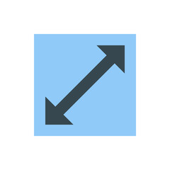 Poster - Diagonal arrow pointing up and right and down and left on a light blue square background image view