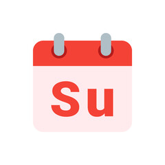 Poster - Illustration of a calendar page with the abbreviation su indicating sunday in a red and white design