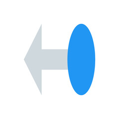 Poster - Illustration of a blue circle connected to a grey arrow pointing left on a plain white background view