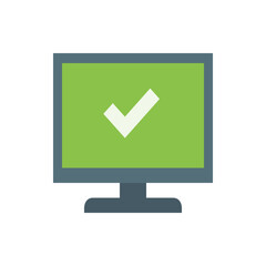 Poster - Monitor displaying a green screen with a white check mark indicating successful operation and validation