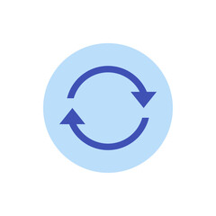 Poster - Circular arrows rotating in opposite directions on a light blue circle background representing refresh 100