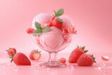 Strawberry Ice Cream Dessert Pink Food.