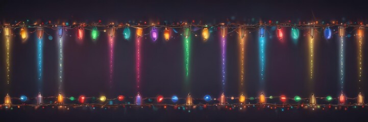 Wall Mural - Vibrant retro holiday lights border, seamless vector design , holiday, design, seamless