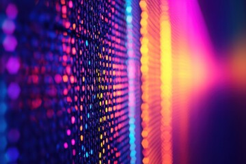 Fototapete - Colorful patterns of hexagonal shapes illuminated with vibrant lights create an abstract digital environment resembling technology and innovation
