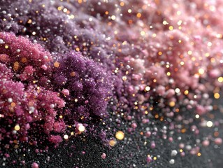 Poster - Abstract Close-Up of Colorful Glitter Particles on a Dark Surface