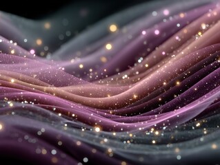 Poster - Abstract Waves of Light and Color with Sparkling Particles