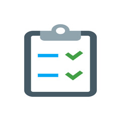 Poster - Clipboard with two blue lines and two green check marks on a white background, vector illustration image