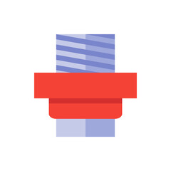 Poster - Abstract stack of rectangular shapes with diagonal stripes and rounded edges in red and blue colors